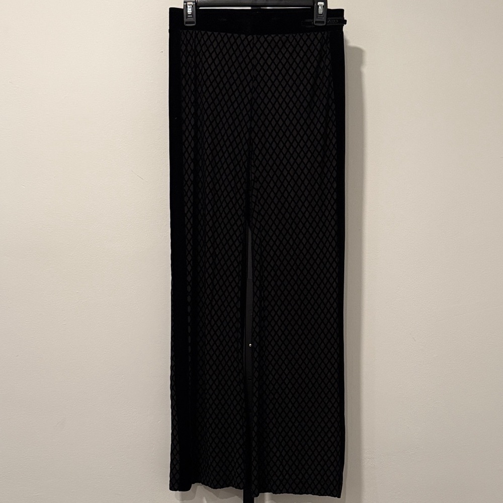 Beate Heymann Street Couture Black Velour Festival Diamond Pattern Lined Pants